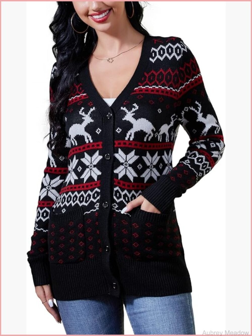 Ugly Christmas Cardigan Button Down Open Front Long Sleeve Knit Sweater